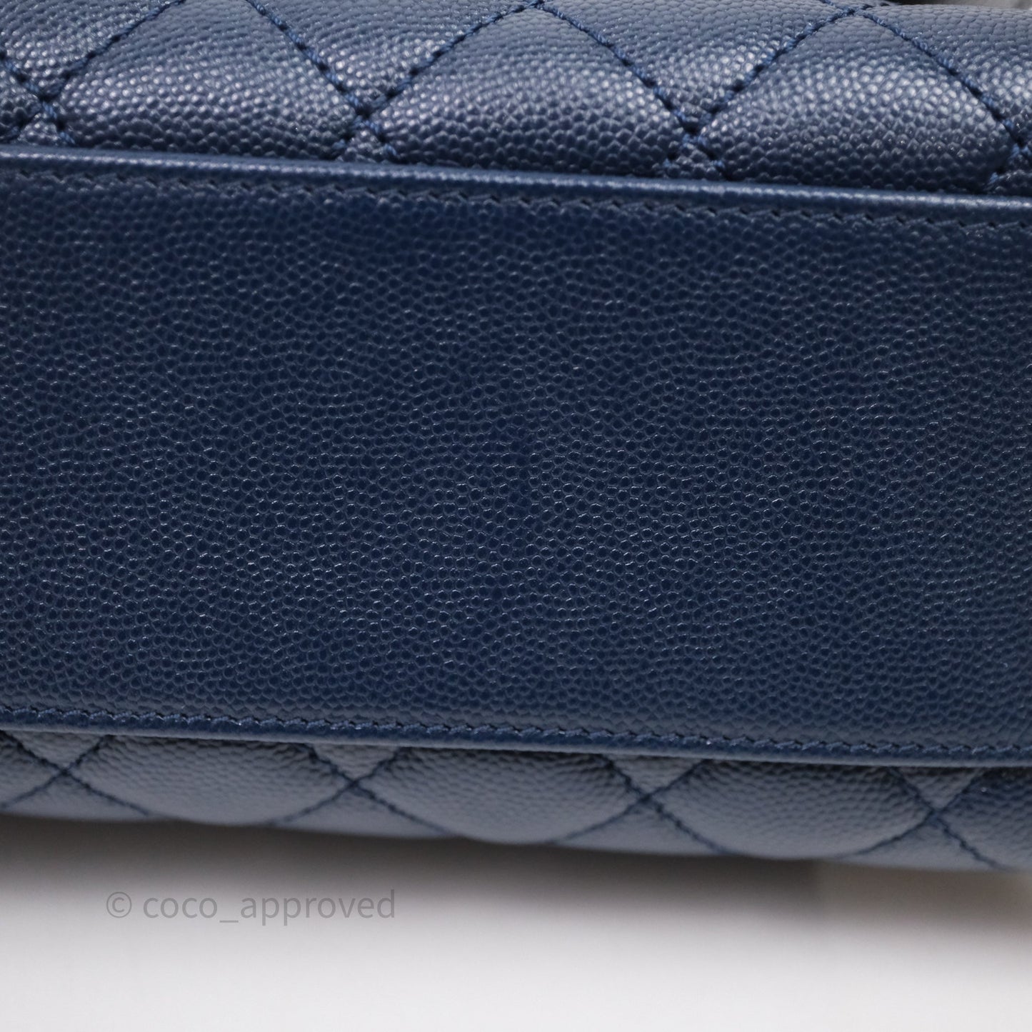 Chanel Small Coco Handle Navy Caviar Gold Hardware Lizard Handle