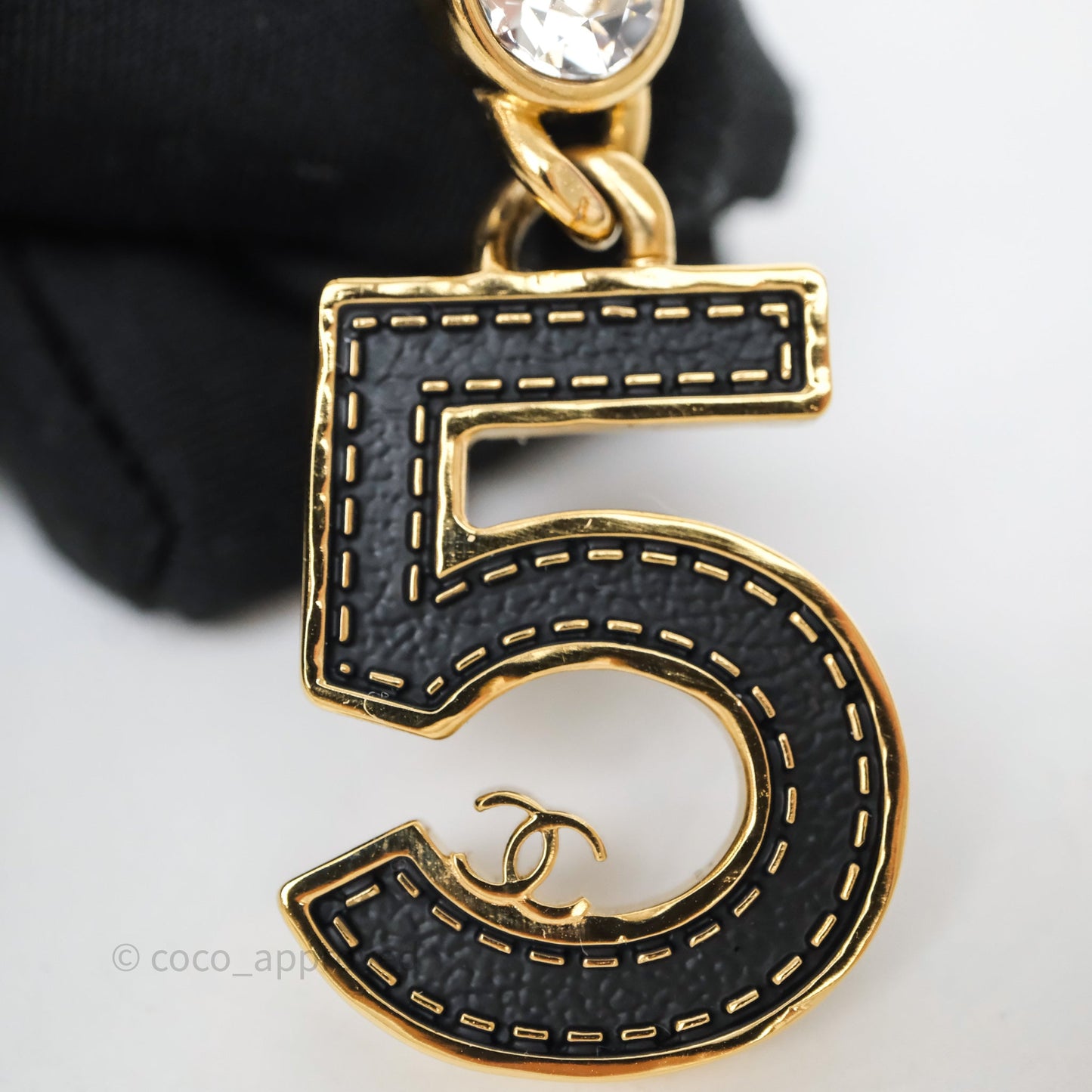 Chanel Crystal No.5 Drop Earrings Gold Tone 23S