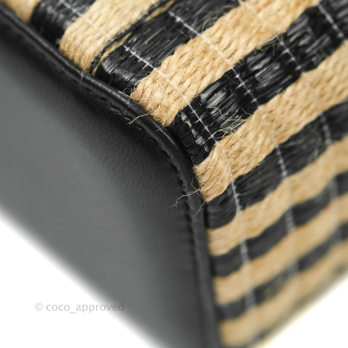 Chanel Vanity with Chain Raffia Jute Thread Black & Beige Gold Hardware