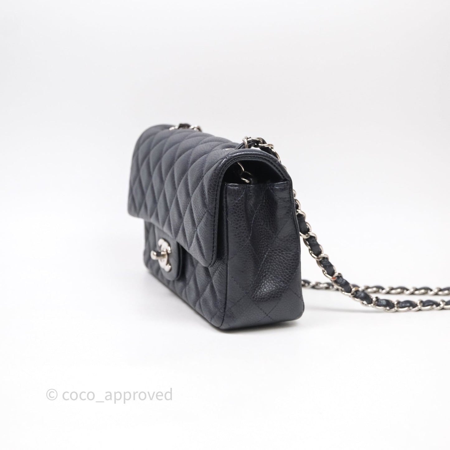 Chanel Mini Rectangular Quilted Dark Navy Caviar Silver Hardware
