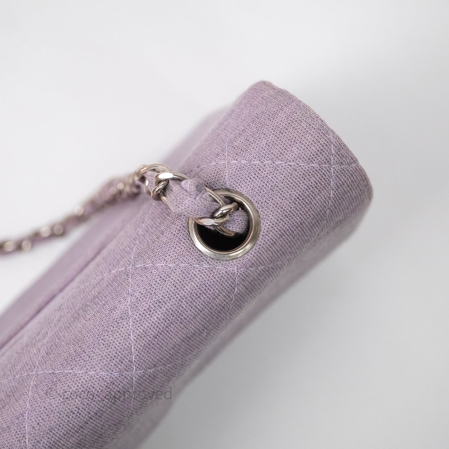 Chanel Medium Single Jersey Flap Bag Purple Silver Hardware