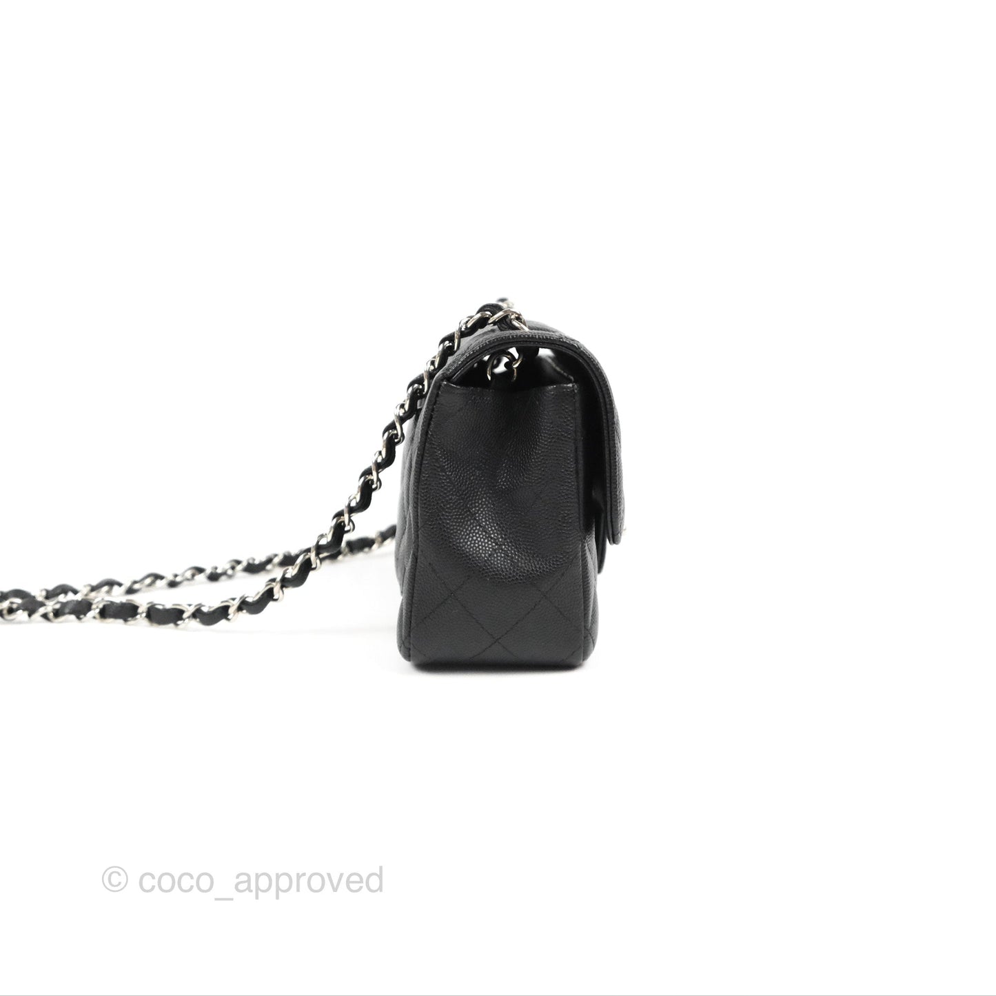 Chanel Quilted Mini Rectangular Flap Black Caviar Silver Hardware