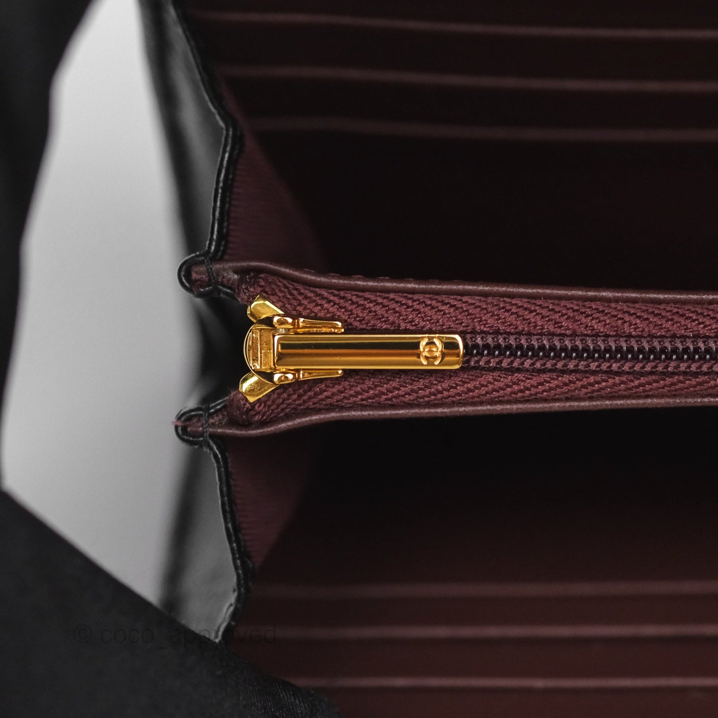 Chanel Quilted Classic Zip Long Wallet Black Caviar Gold Hardware