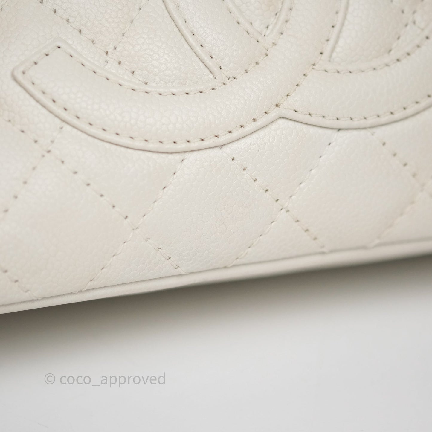 Chanel Vertical GST White Caviar Silver Hardware