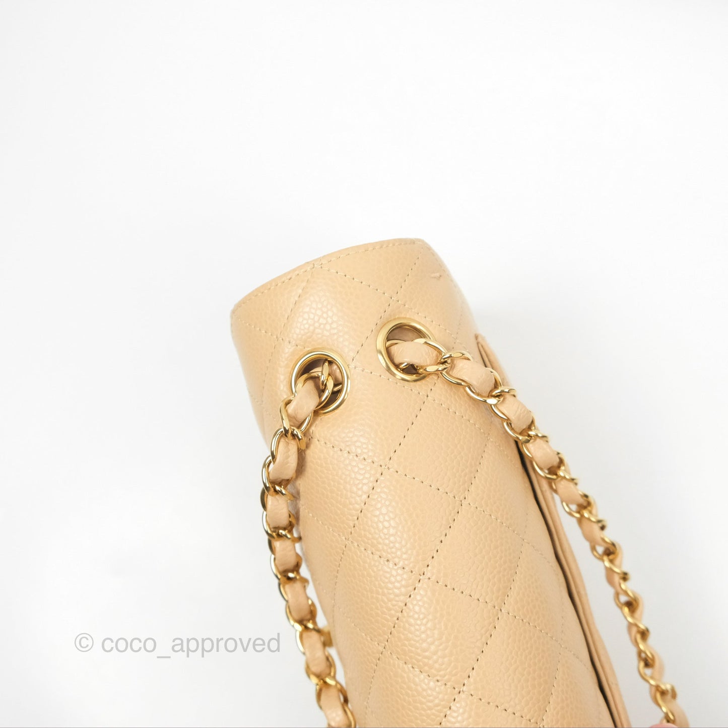 Chanel Small Quilted Classic Flap Beige Caviar Gold Hardware