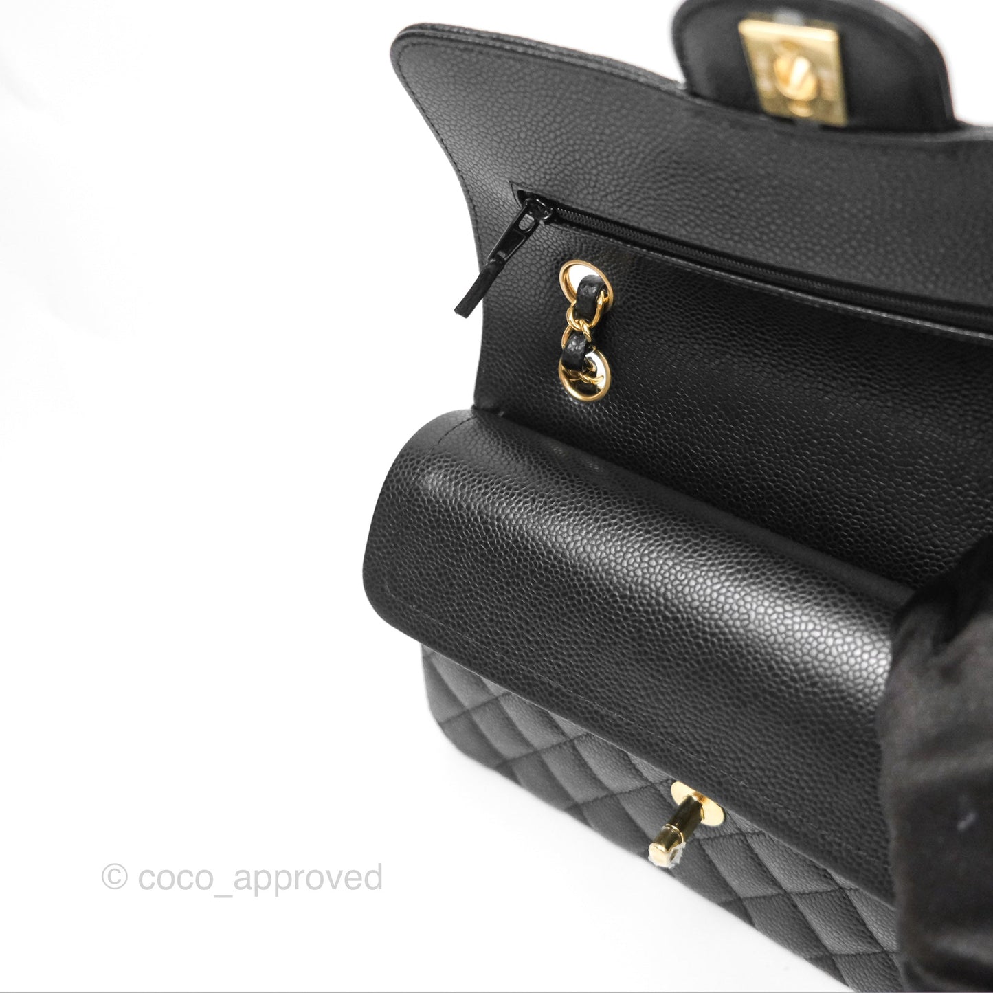 Chanel Small Classic Flap Quilted Black Caviar Gold Hardware