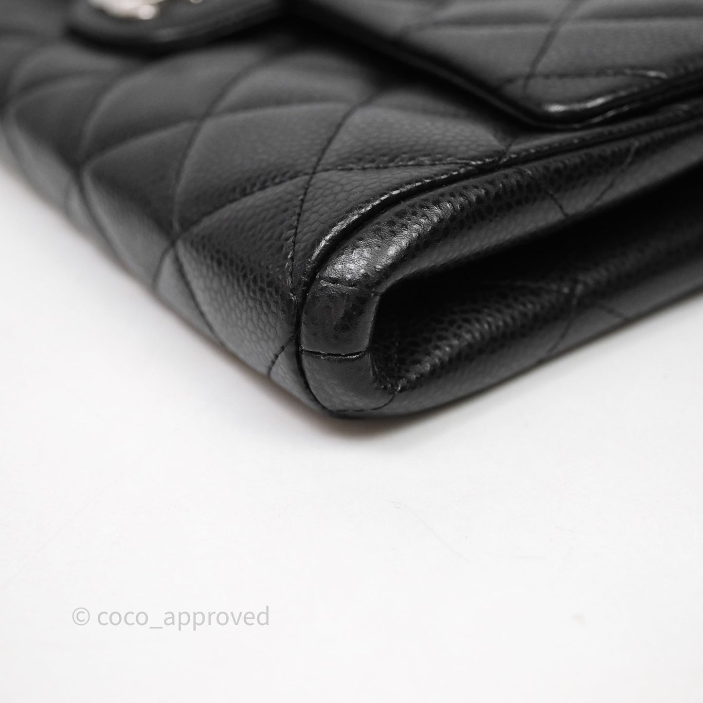 Chanel Quilted Clutch with Chain Black Caviar Silver Hardware