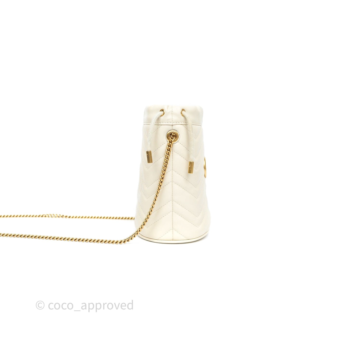 Gucci GG Marmont Mini Bucket Bag Ivory Leather