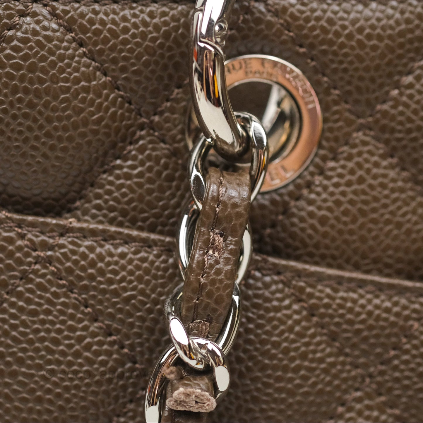 Chanel GST Chocolate Brown Caviar Silver Hardware