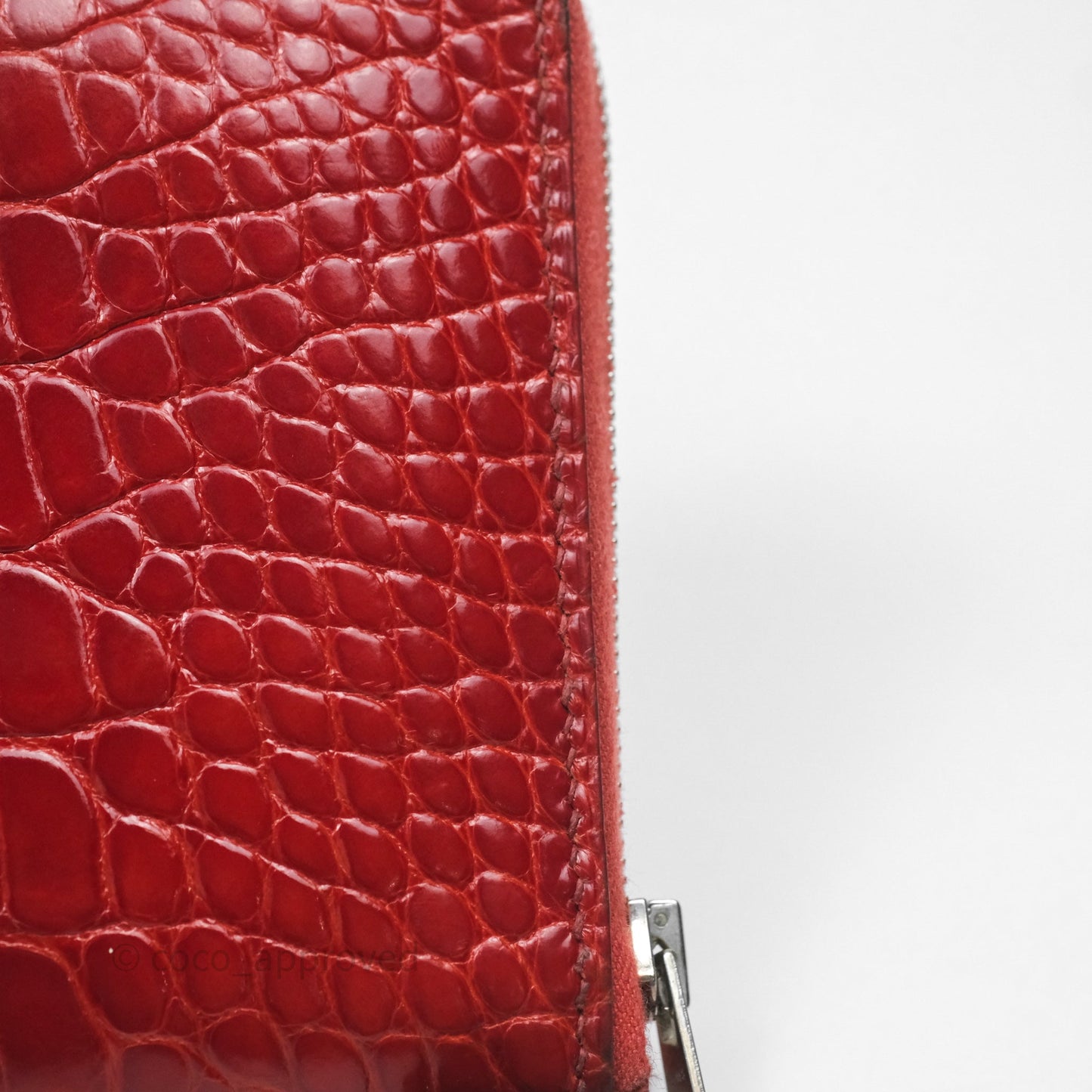 Hermès Azap Wallet Red Alligator Palladium Hardware