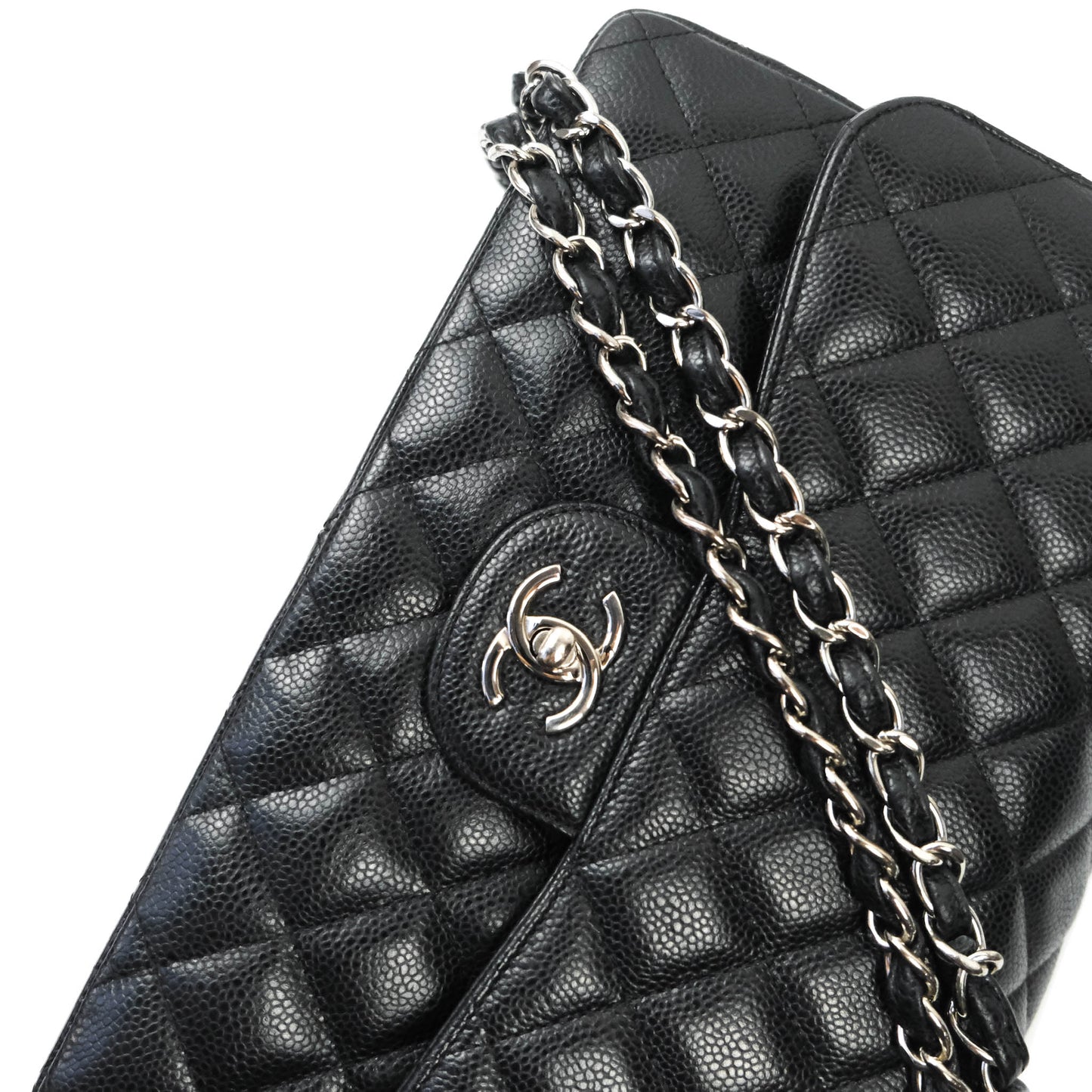 Chanel Jumbo Double Flap Black Caviar Silver Hardware⁣⁣