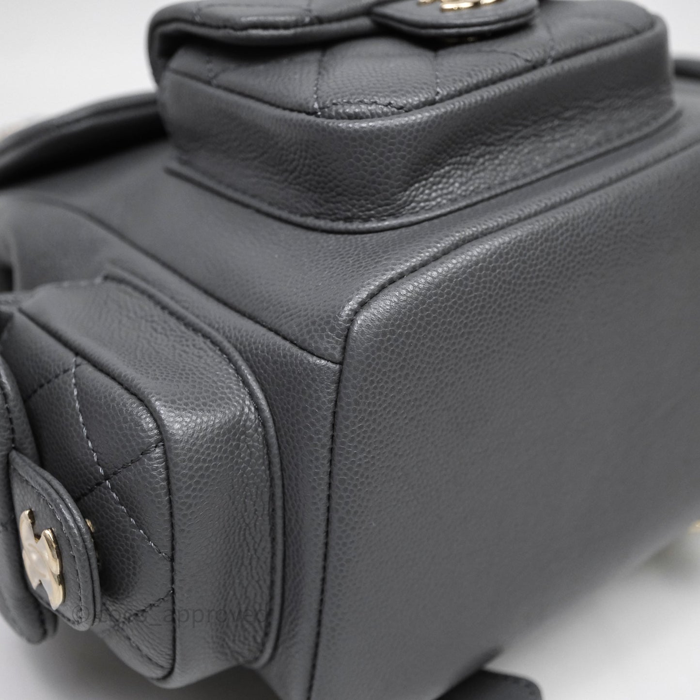 Chanel Small Duma Backpack Dark Grey Caviar Gold Hardware 23K