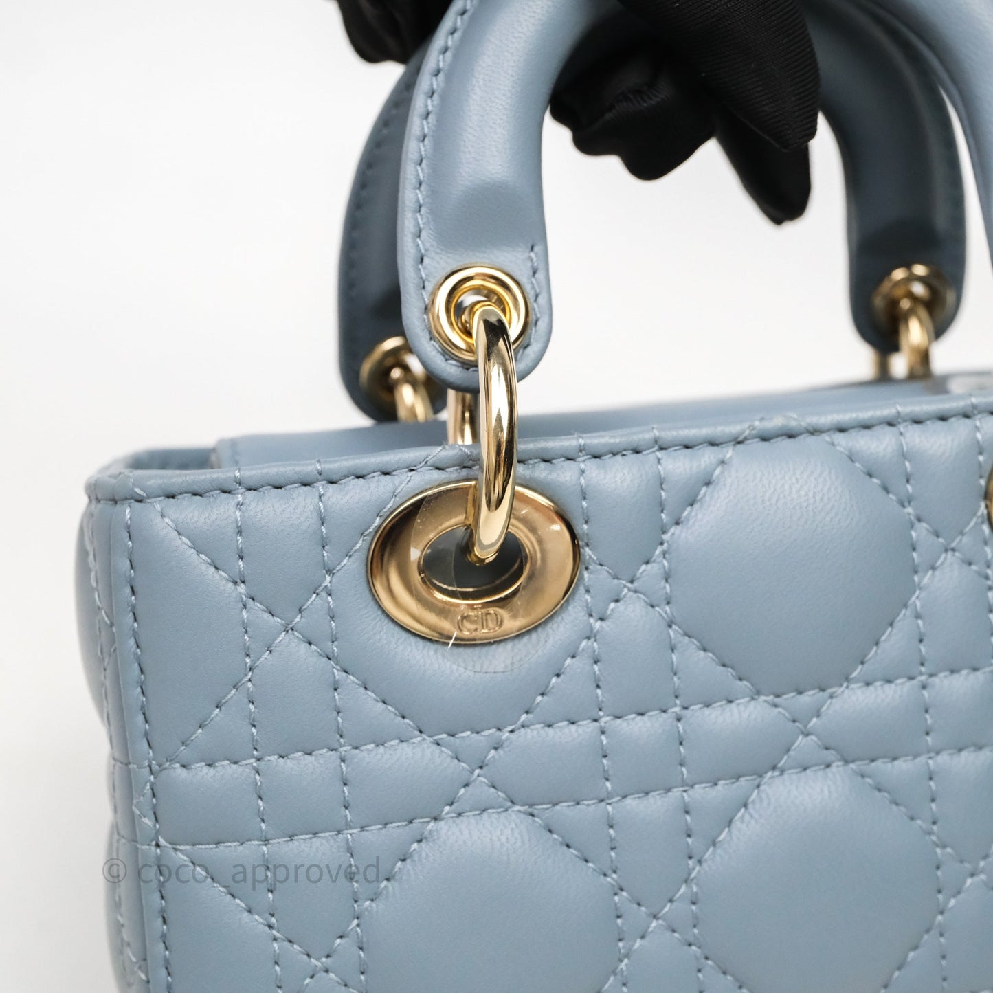 Christian Dior Micro Lady D-Joy Bag Blue Cannage Lambskin Light Gold Hardware