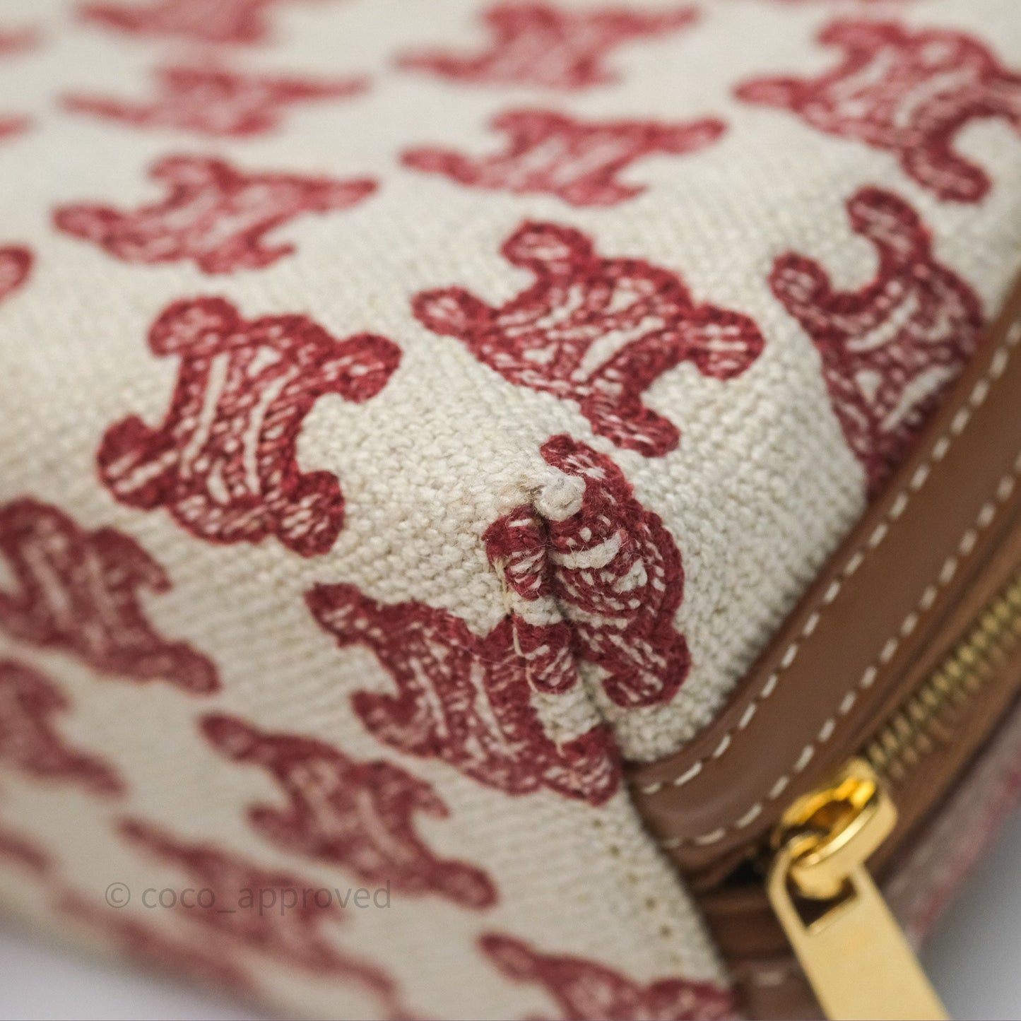 Celine Clutch With Chain in Triomphe Embroideries Red/ Ecru