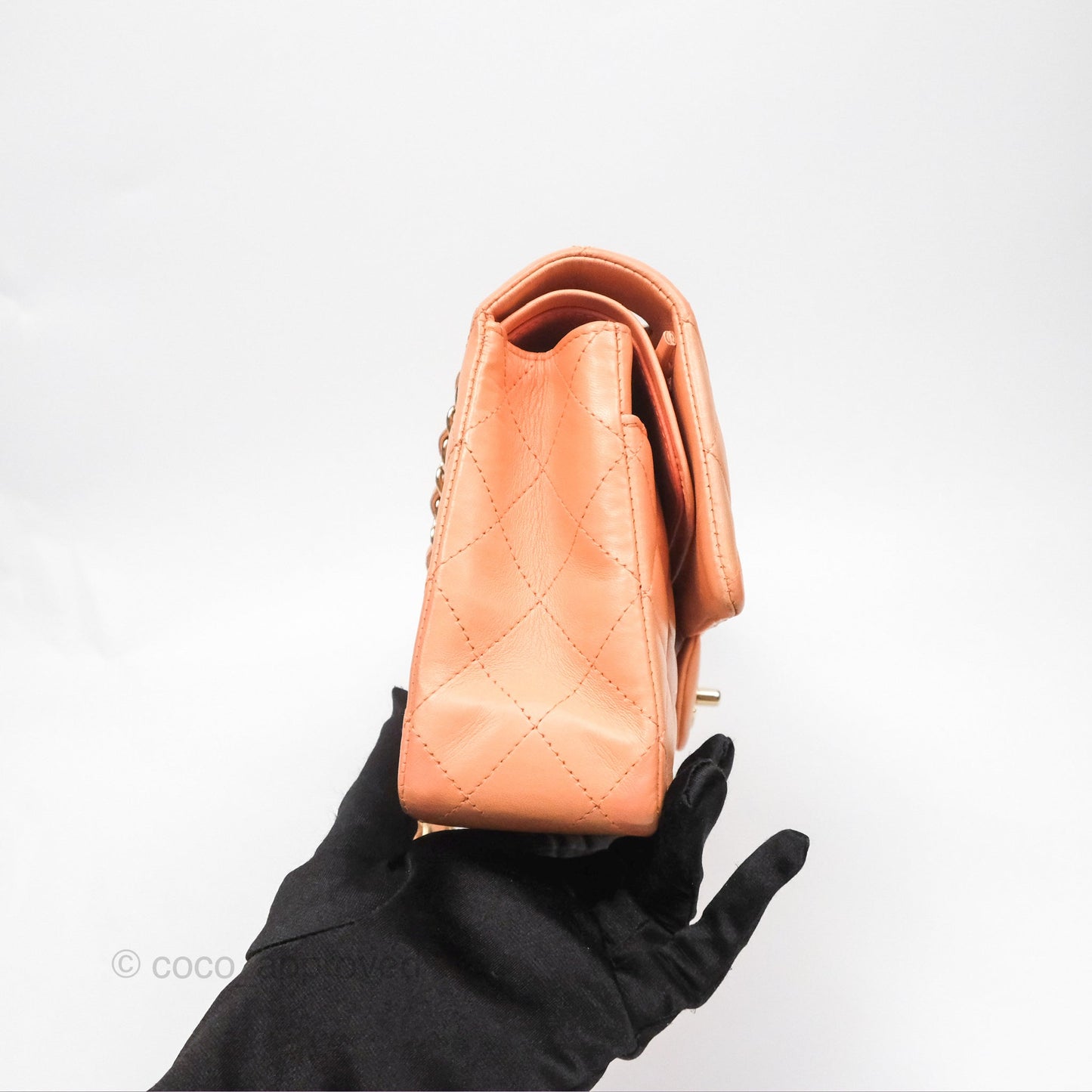 Chanel Classic M/L Medium Flap Quilted Peach Lambskin Gold Hardware