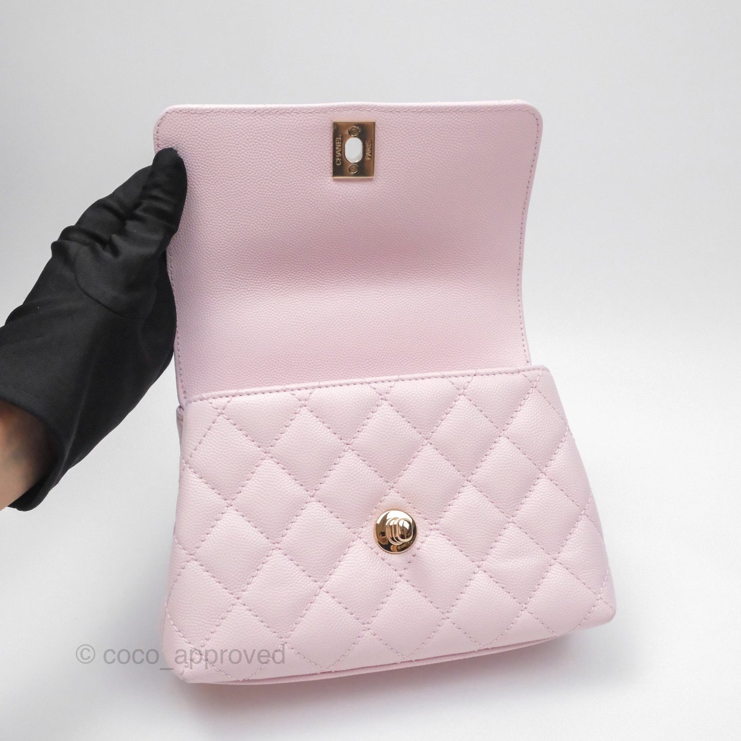 Chanel Mini Coco Handle Quilted Light Pink Caviar Gold Hardware