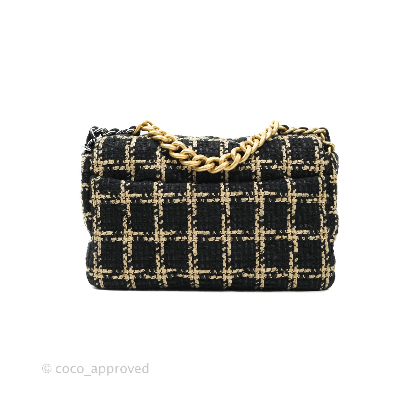 Chanel 19 Small Tweed Black Beige Mixed Hardware