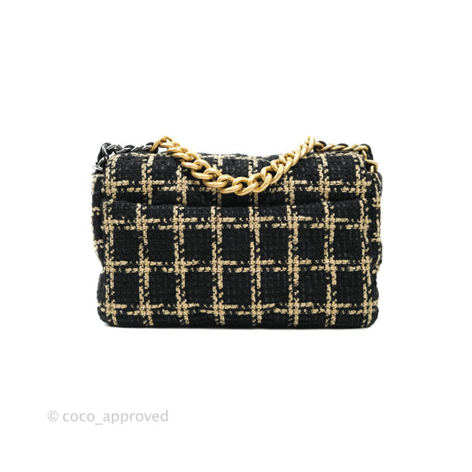 Chanel 19 Small Tweed Black Beige Mixed Hardware