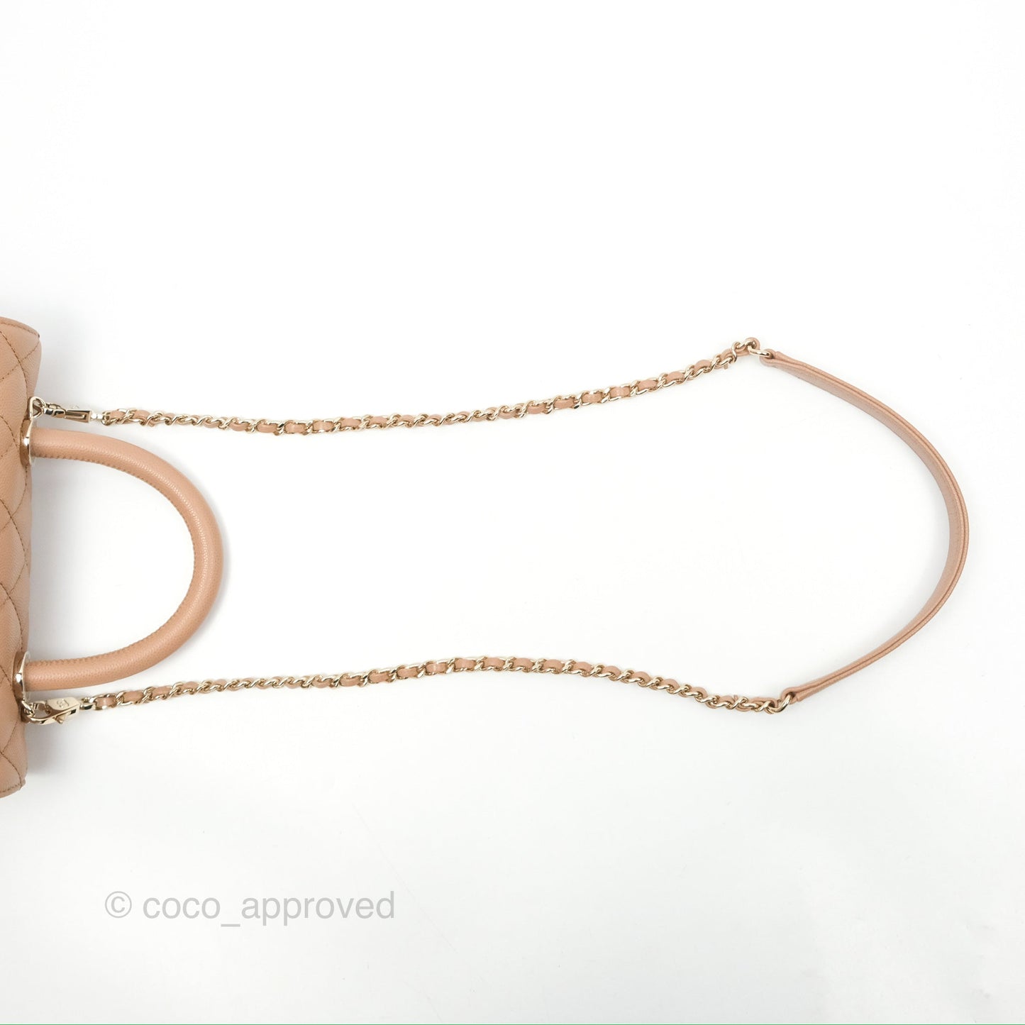 Chanel Small Coco Handle Quilted Beige Caviar Gold Hardware