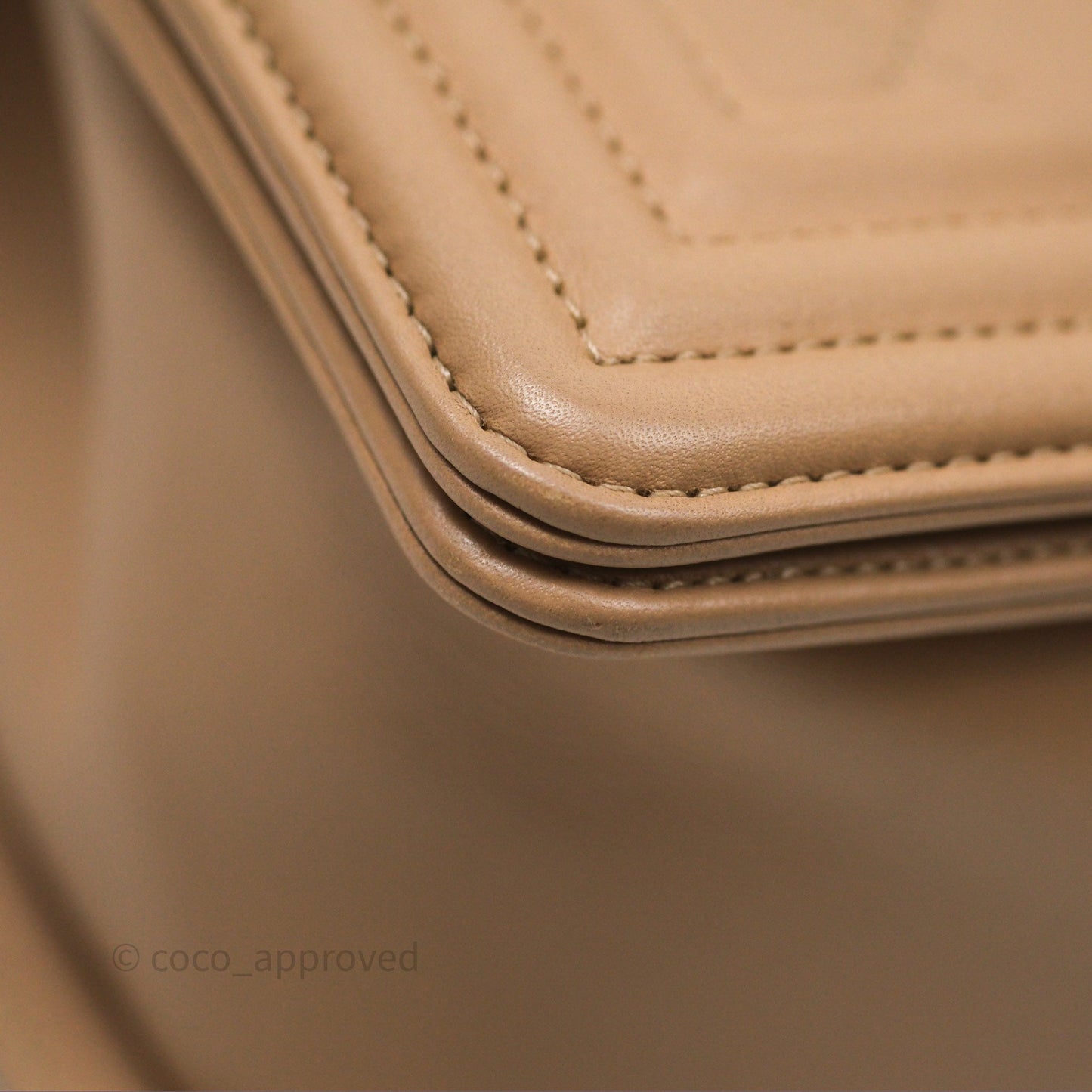Chanel Boy Quilted Medium Beige Calfskin Gold Hardware