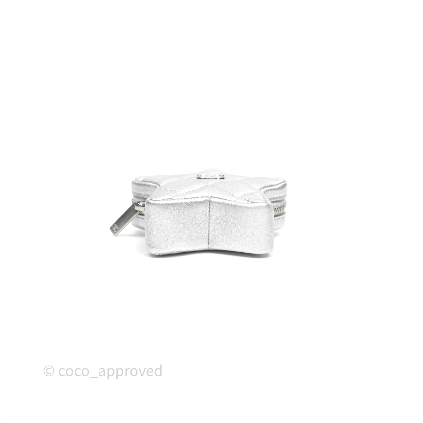 Chanel Star Coin Purse Metallic Silver Lambskin Silver Hardware