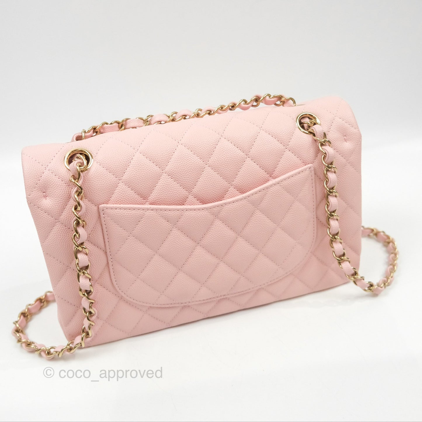 Chanel Medium Classic Flap Quilted Pink Caviar Gold Hardware