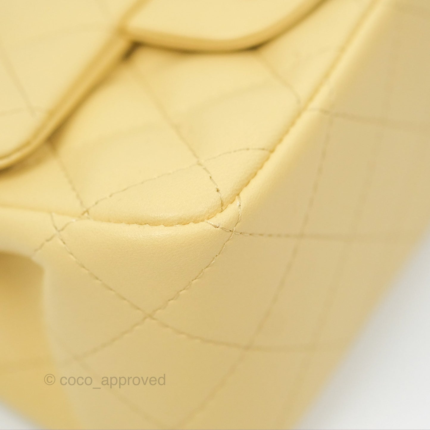 Chanel Mini Square Quilted Yellow Lambskin Gold Hardware