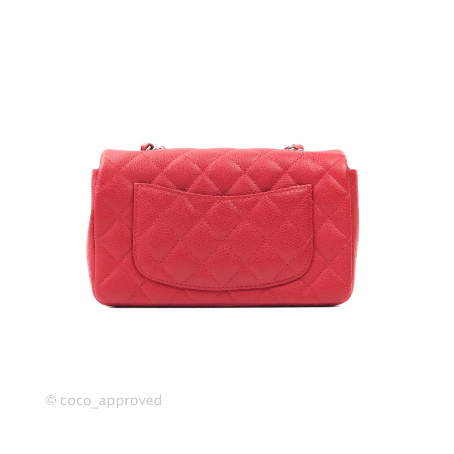Chanel Classic Quilted Mini Rectangular Flap Red Caviar Silver Hardware
