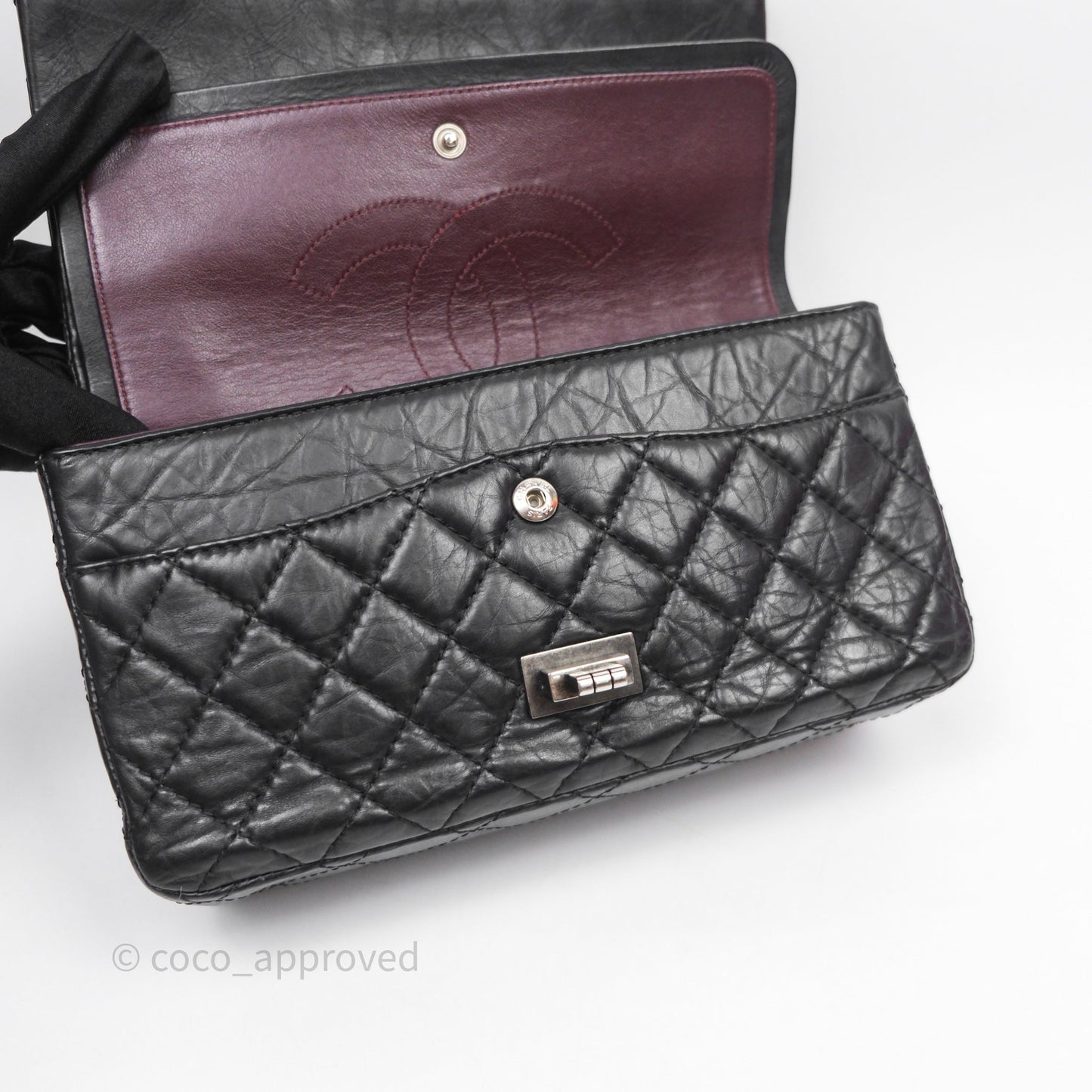 Chanel Reissue 225 Quilted Black Crumple Calfskin Ruthenium Hardware