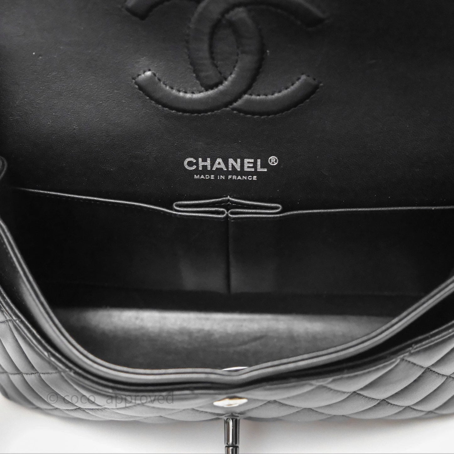 Chanel Classic Quilted M/L Medium Double Flap So Black Lambskin