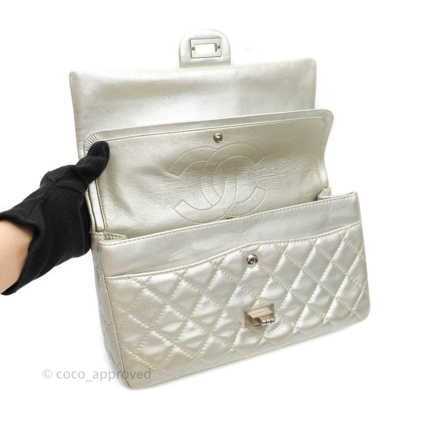 Chanel Reissue 226 Silver Calfskin Silver Hardware