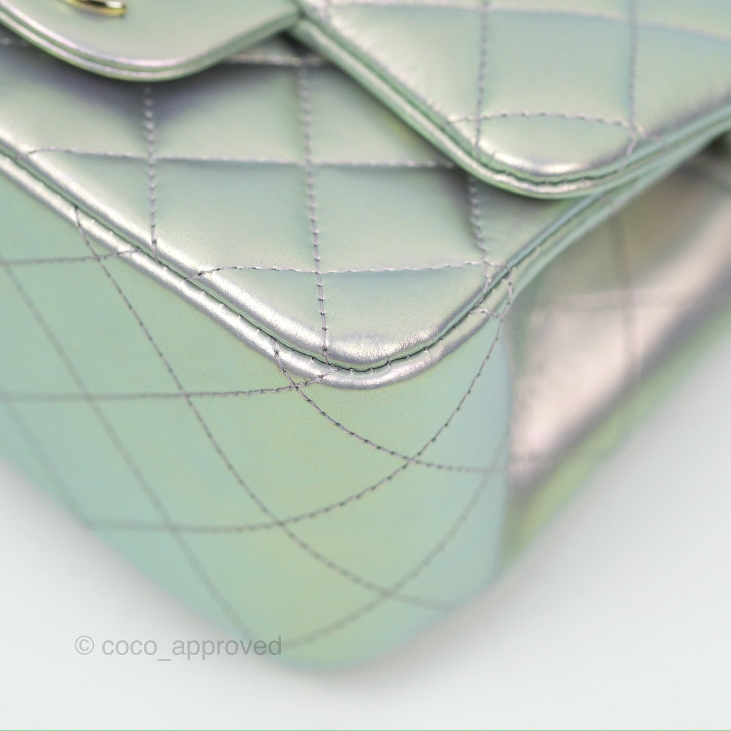 Chanel Mini Square Quilted Iridescent Lilac Silver Hardware 21K