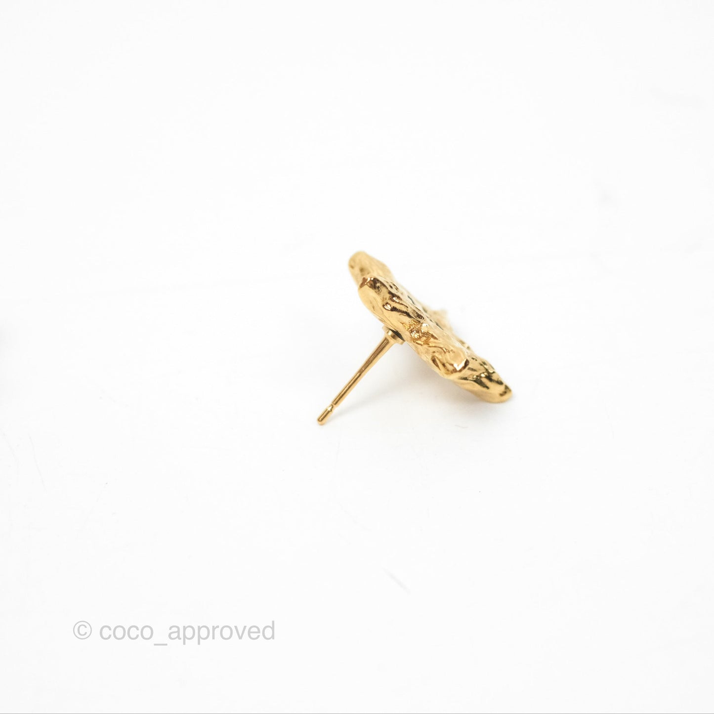 Chanel Star Black CC Earrings Gold Tone 24P