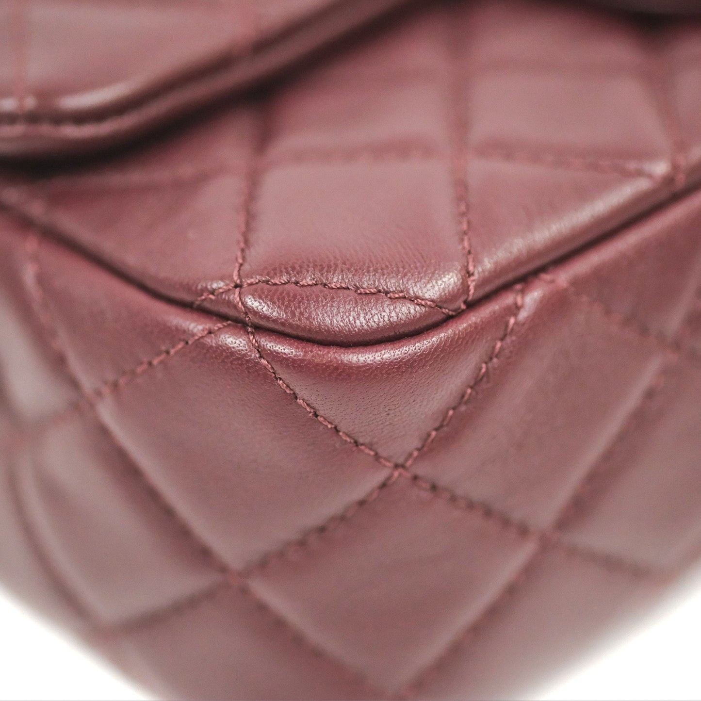 Chanel Mini Rectangular Pearl Crush Burgundy Lambskin Aged Gold Hardware