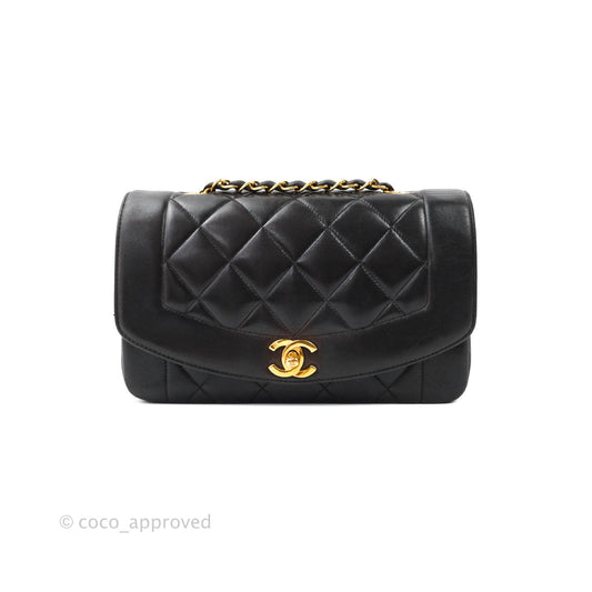 Chanel Black Quilted Lambskin Small Vintage Classic Diana Flap Bag