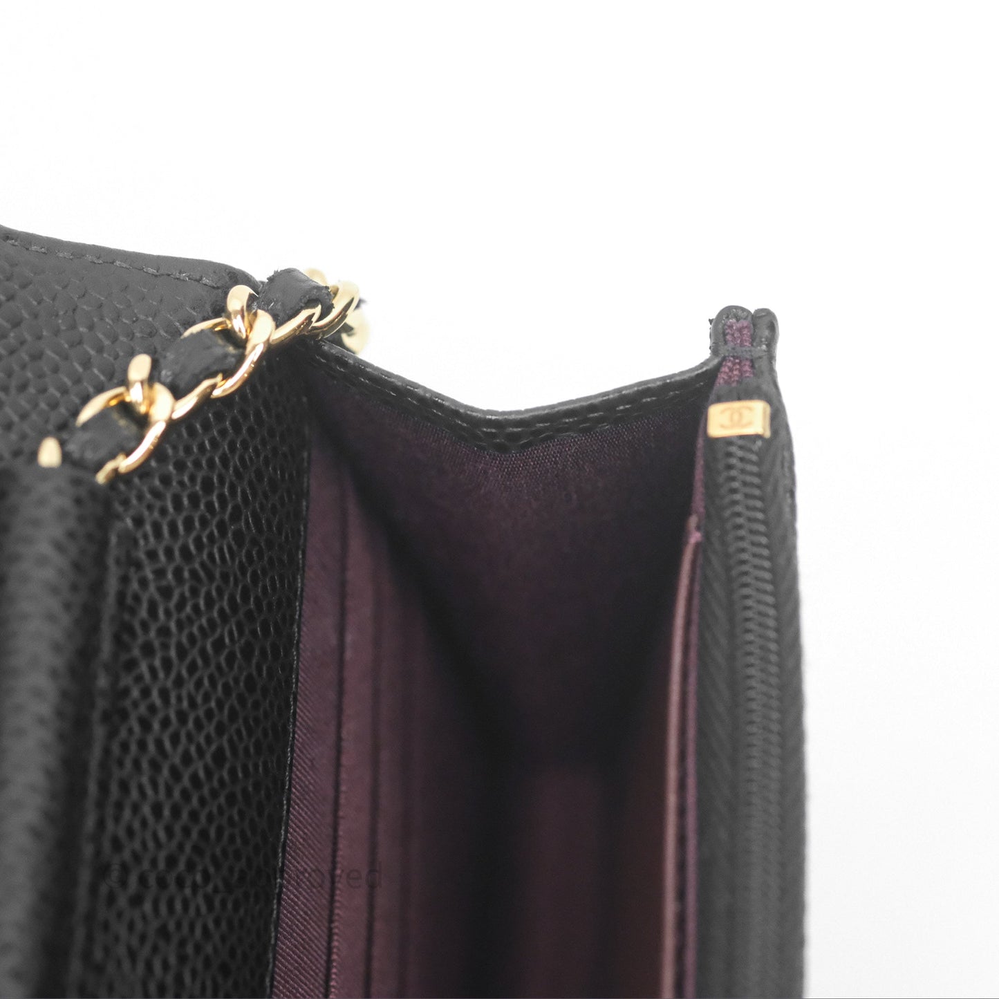 Chanel Classic Quilted Wallet On Chain WOC Black Caviar Gold Hardware