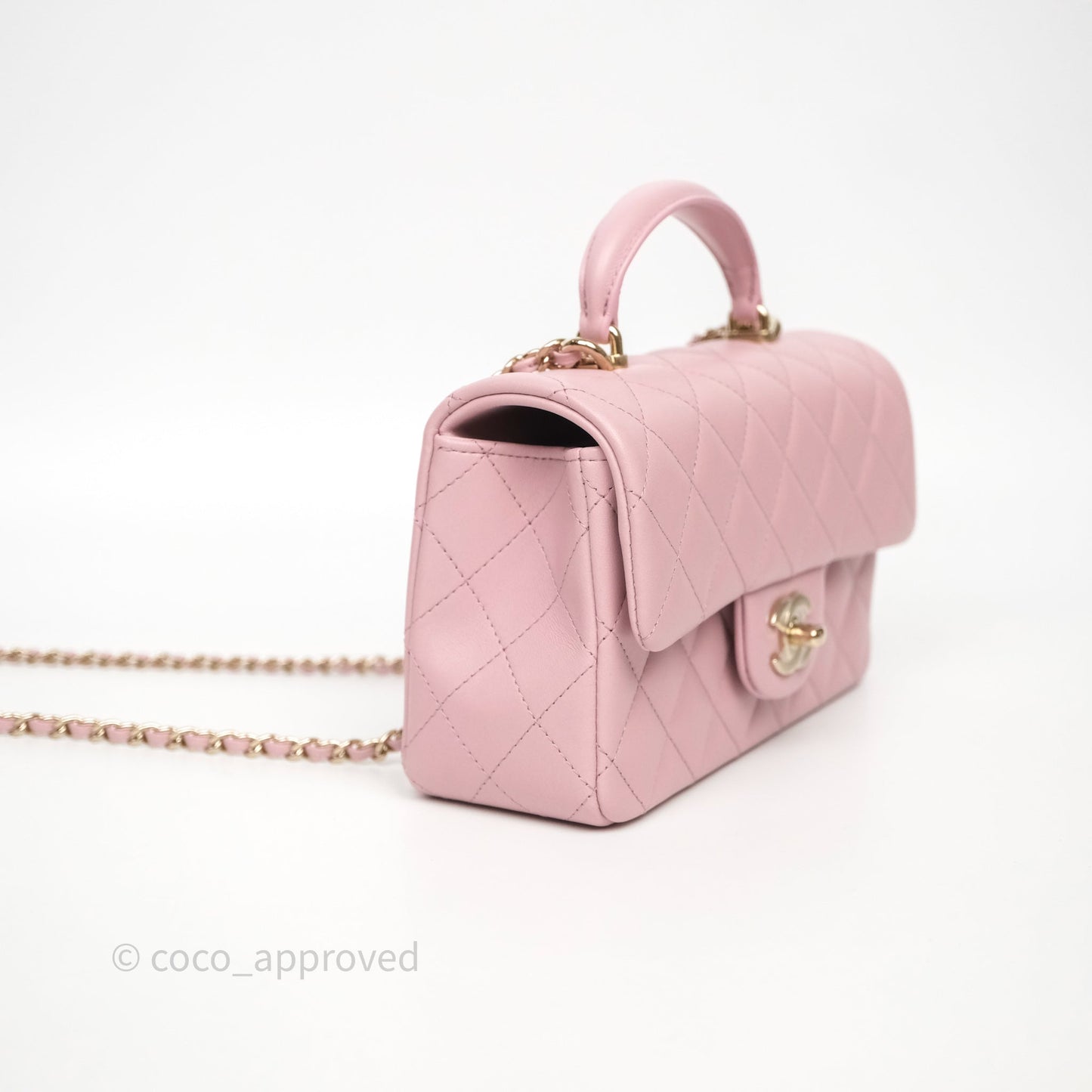 Chanel Top Handle Mini Rectangular Flap Lilac Pink Lambskin Gold Hardware