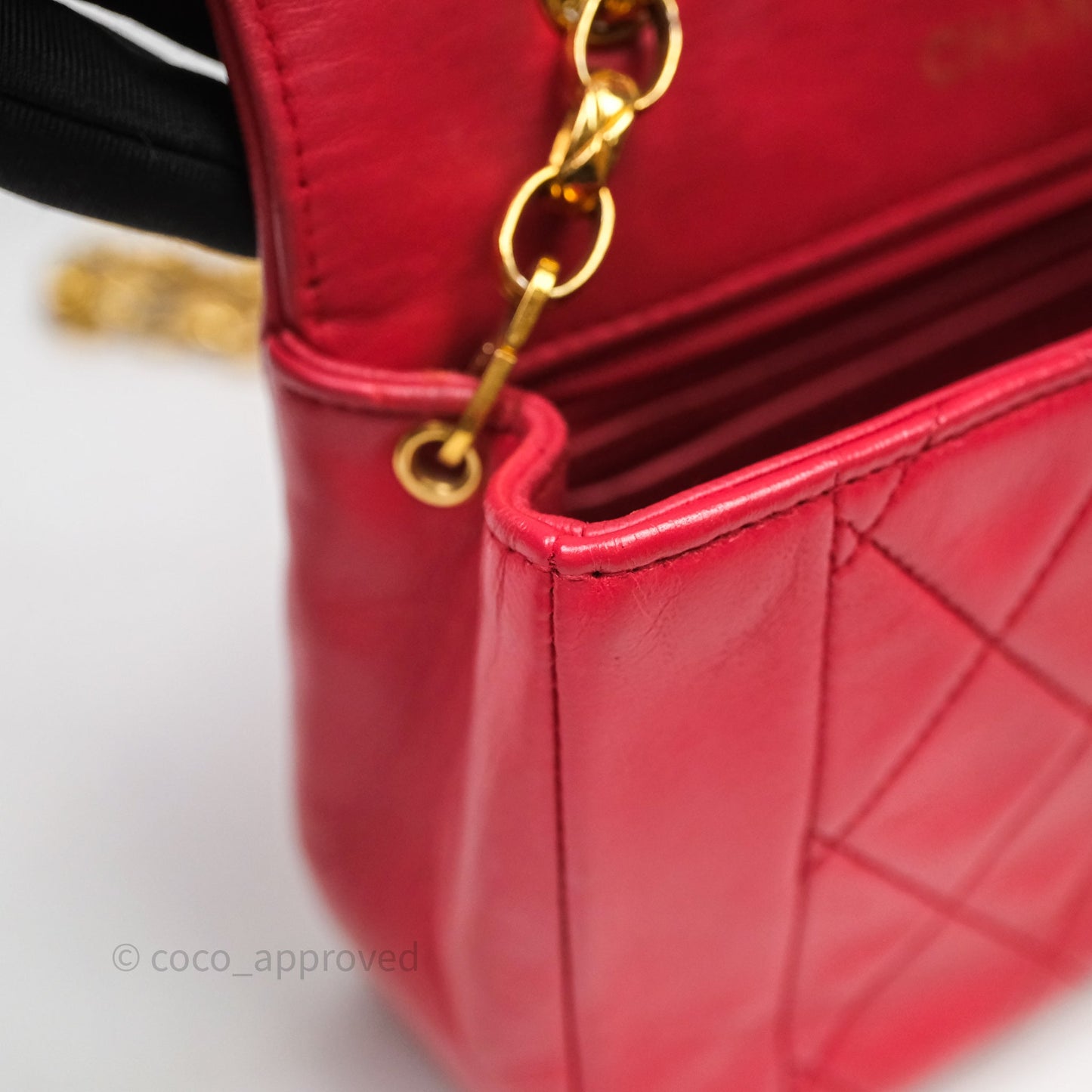 Chanel Vintage Mini Bijoux Chain Flap Bag Red Gold Hardware