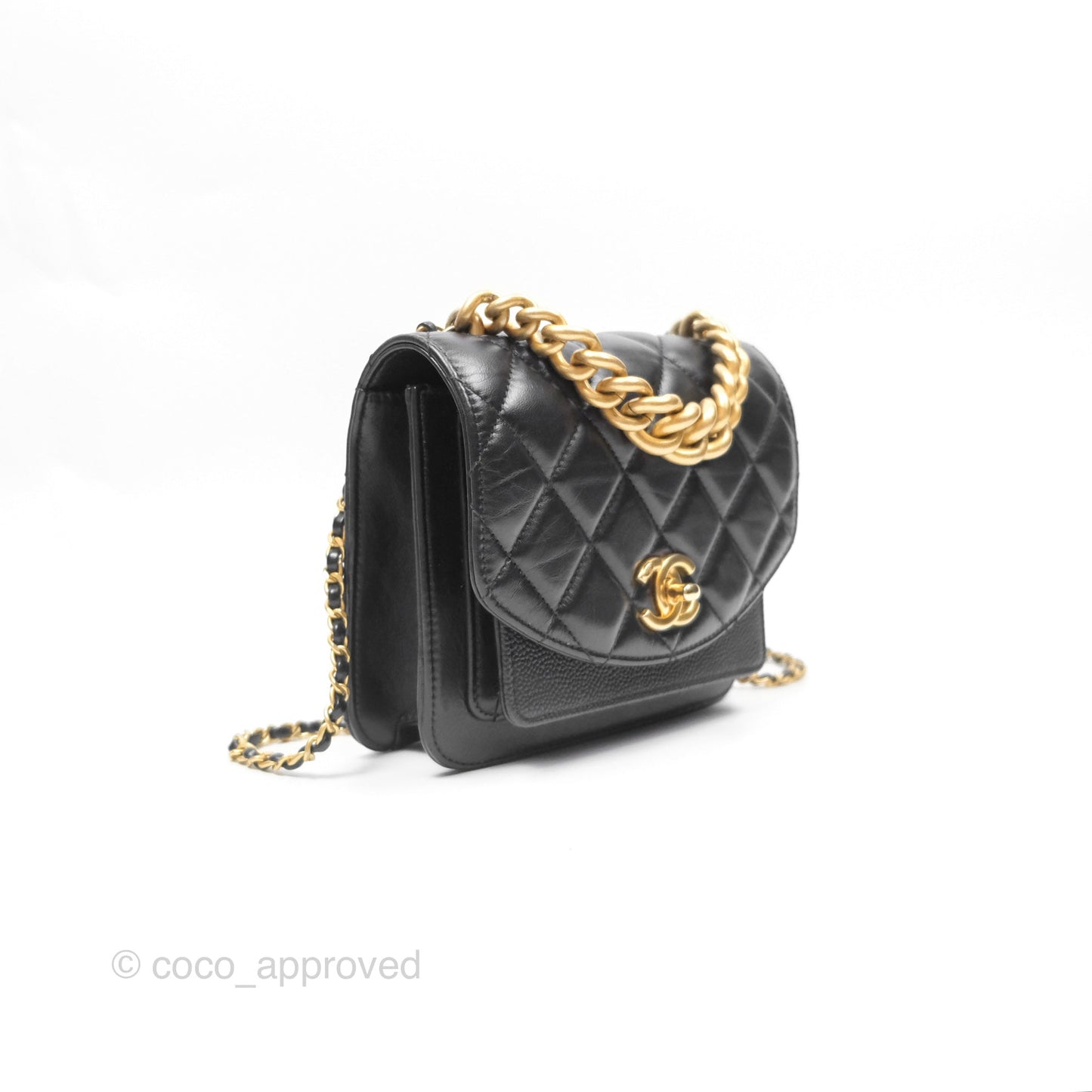 Chanel Chain Handle Small Flap Bag Black Calfskin