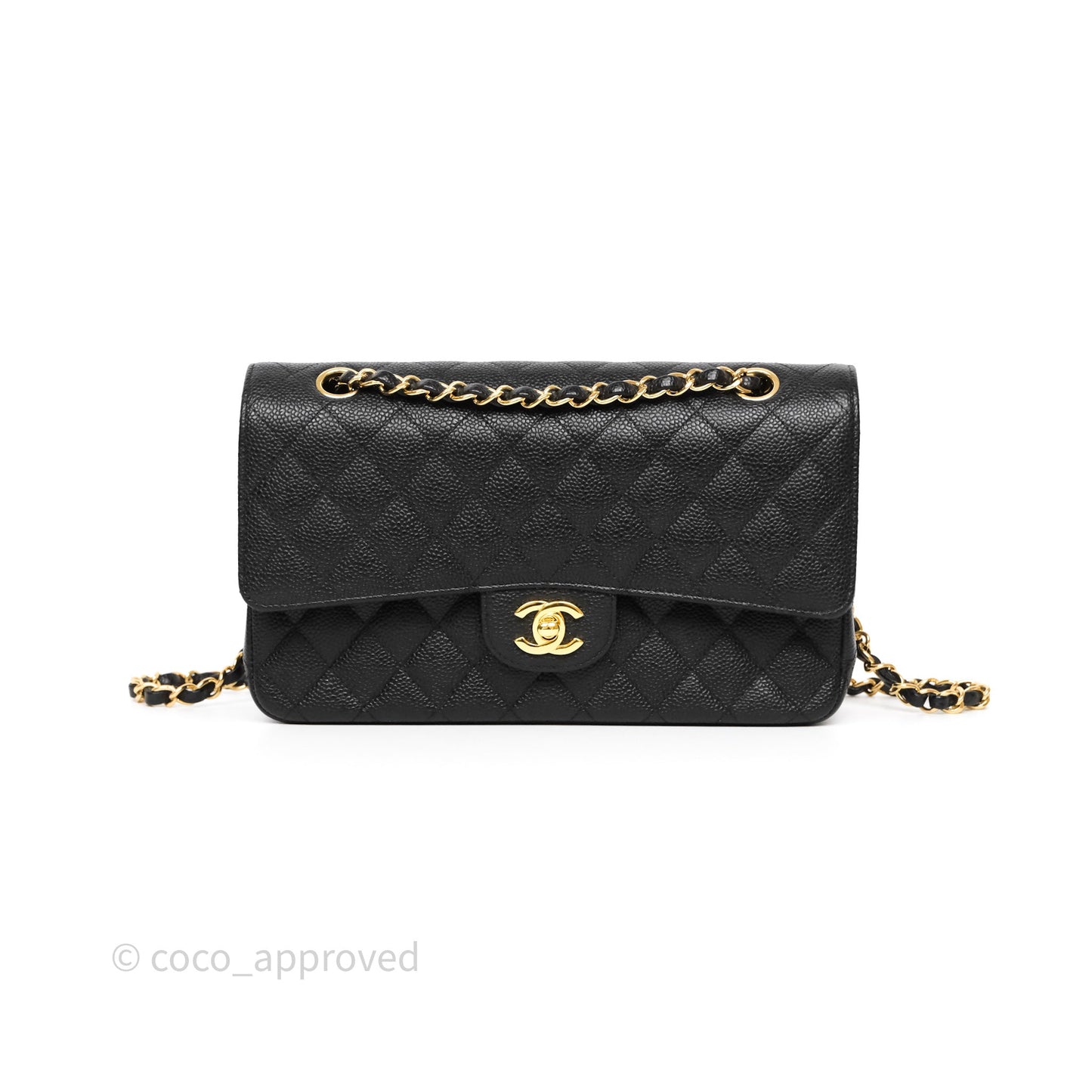 Chanel Classic M/L Medium Flap Quilted Black Caviar Gold Hardware