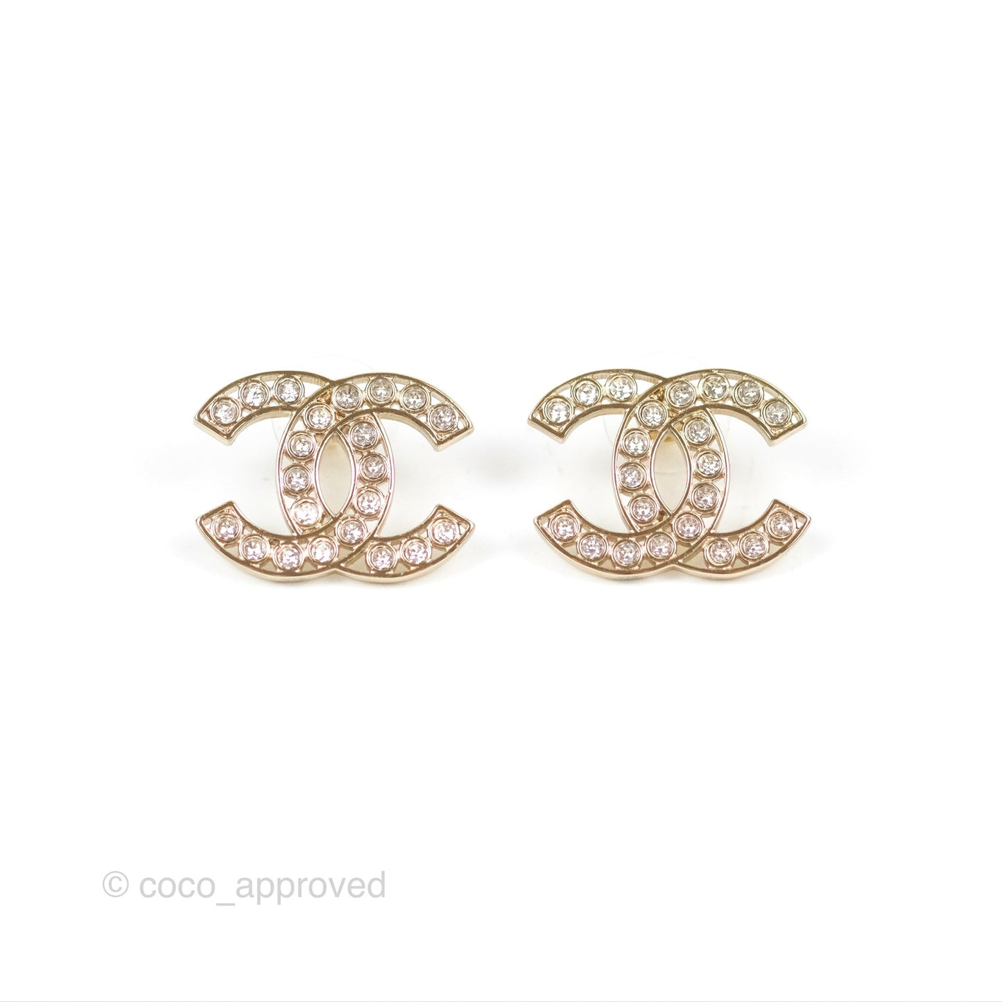 Chanel CC Crystal Earrings Gold Tone 23S