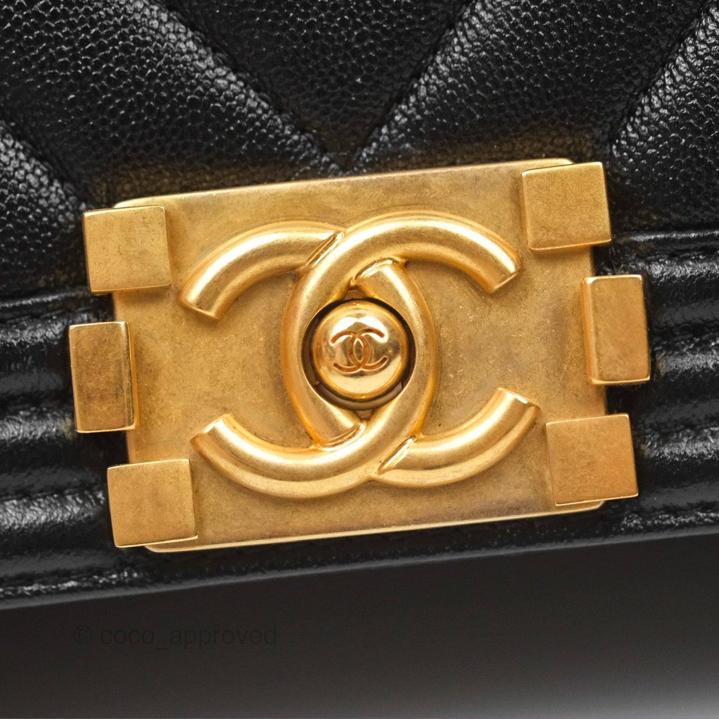 Chanel Medium Boy Chevron Black Caviar Aged Gold Hardware