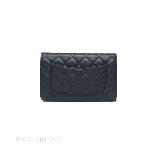 Chanel Classic Wallet On Chain WOC Quilted Navy Caviar Gold Hardware