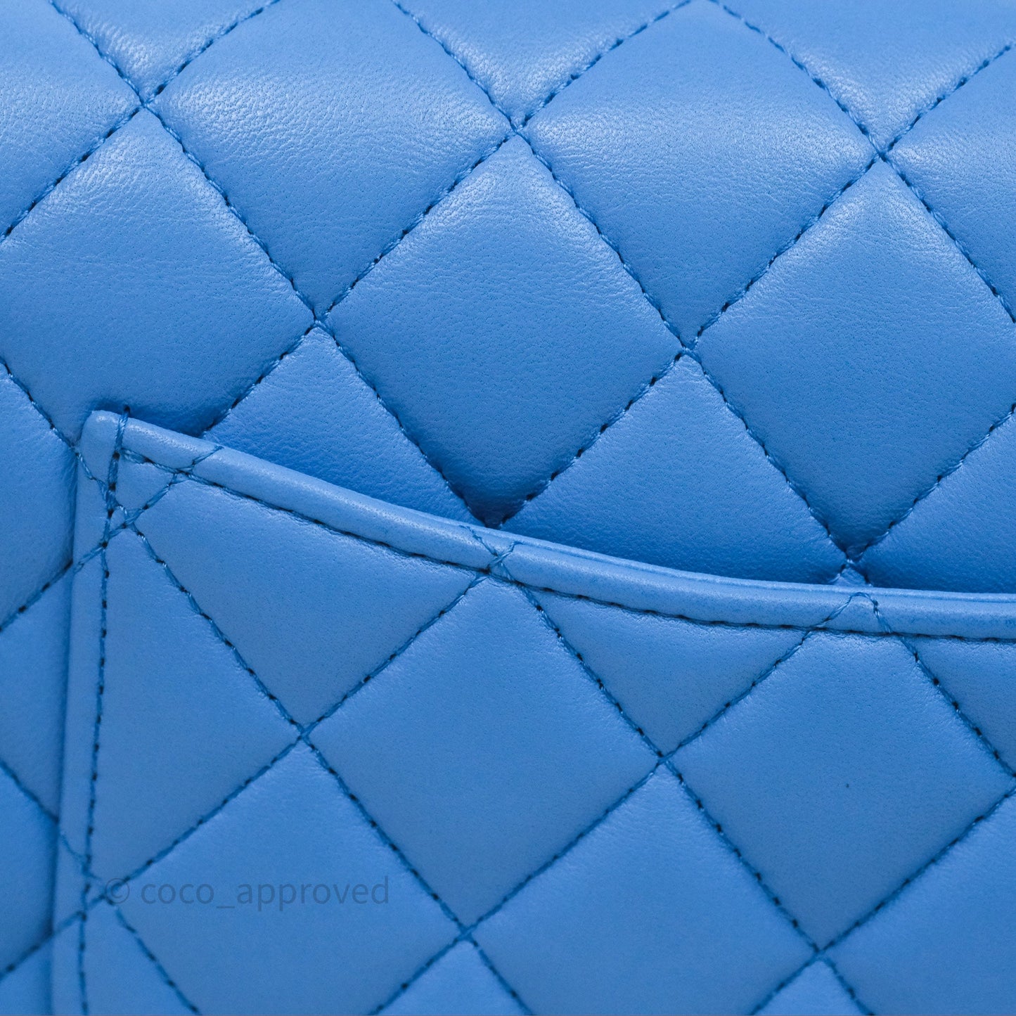 Chanel Top Handle Mini Rectangular Flap Blue Lambskin Gold Hardware