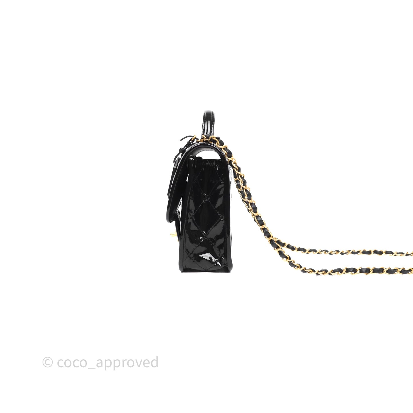 Chanel Mini School Memory Top Handle Flap Black Patent
