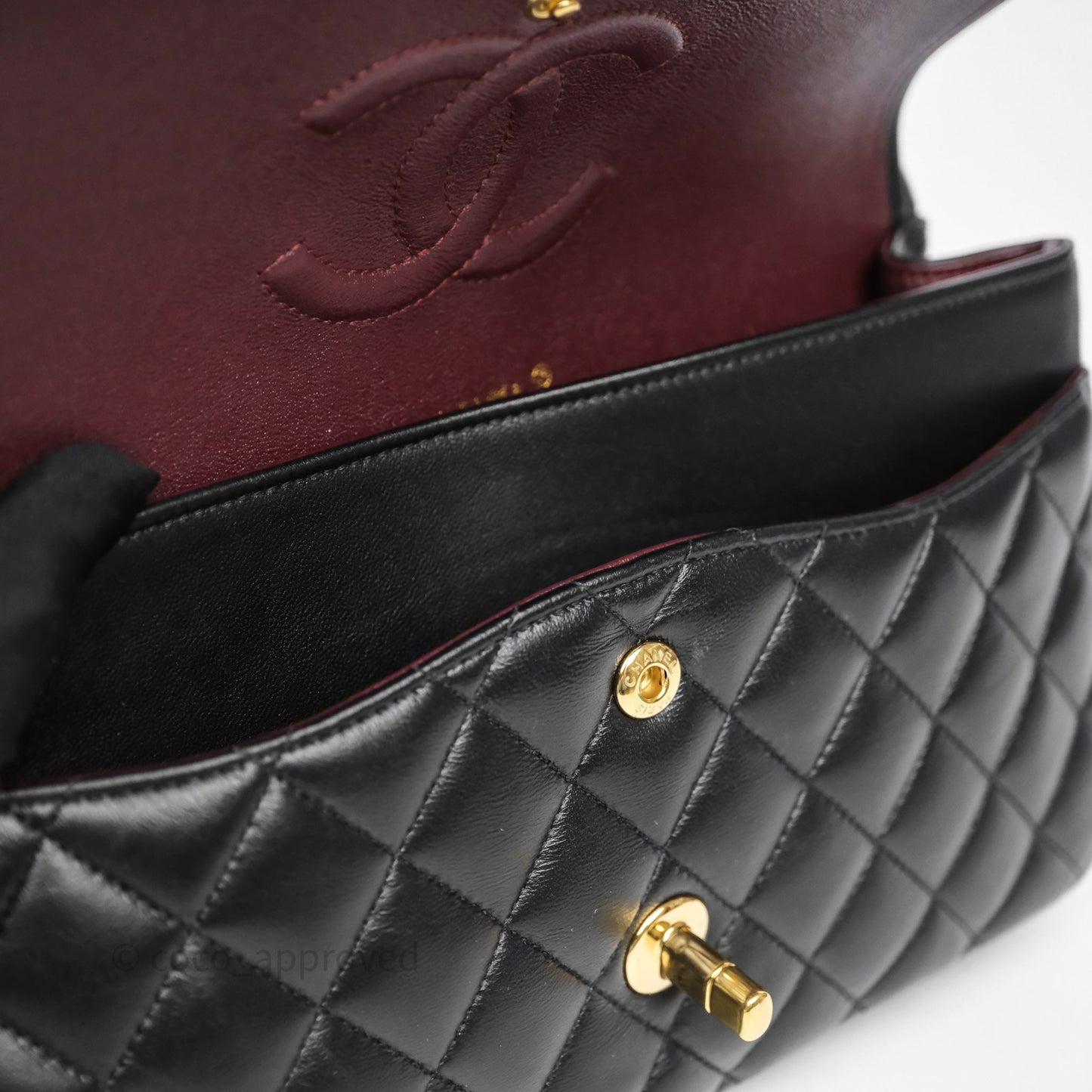 Chanel Classic M/L Medium Flap Quilted Black Lambskin Gold Hardware