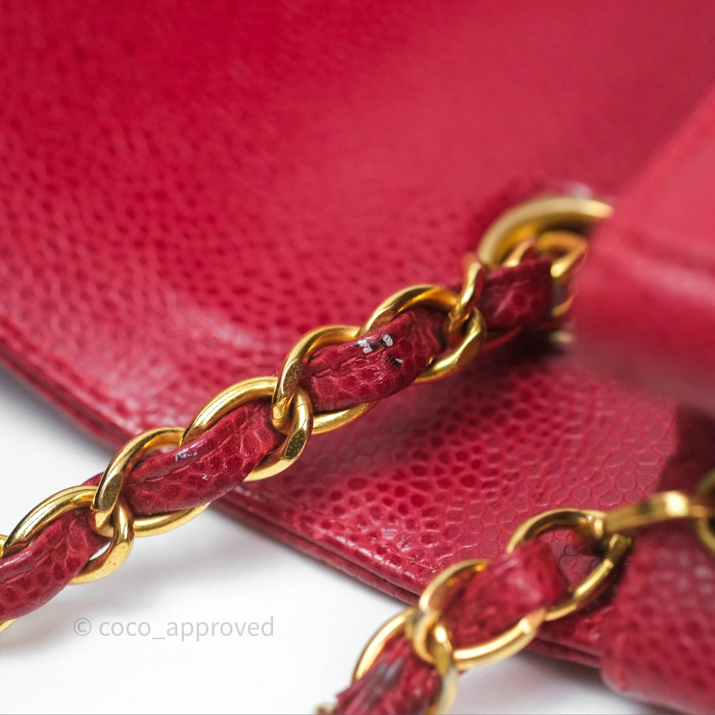 Chanel Medium Vintage Quilted Classic Diana Flap Bag Red Caviar 24K Gold Hardware