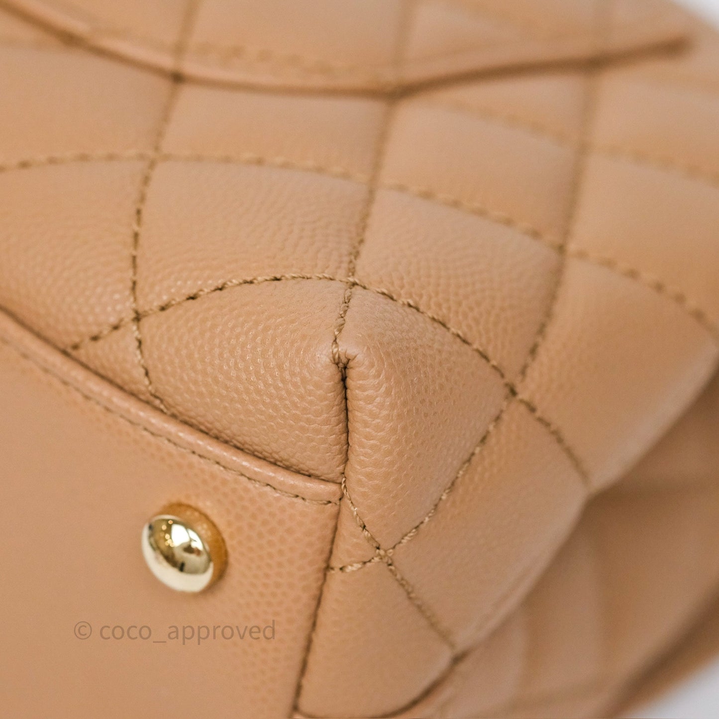 Chanel Small Coco Handle Quilted Beige Caviar Gold Hardware