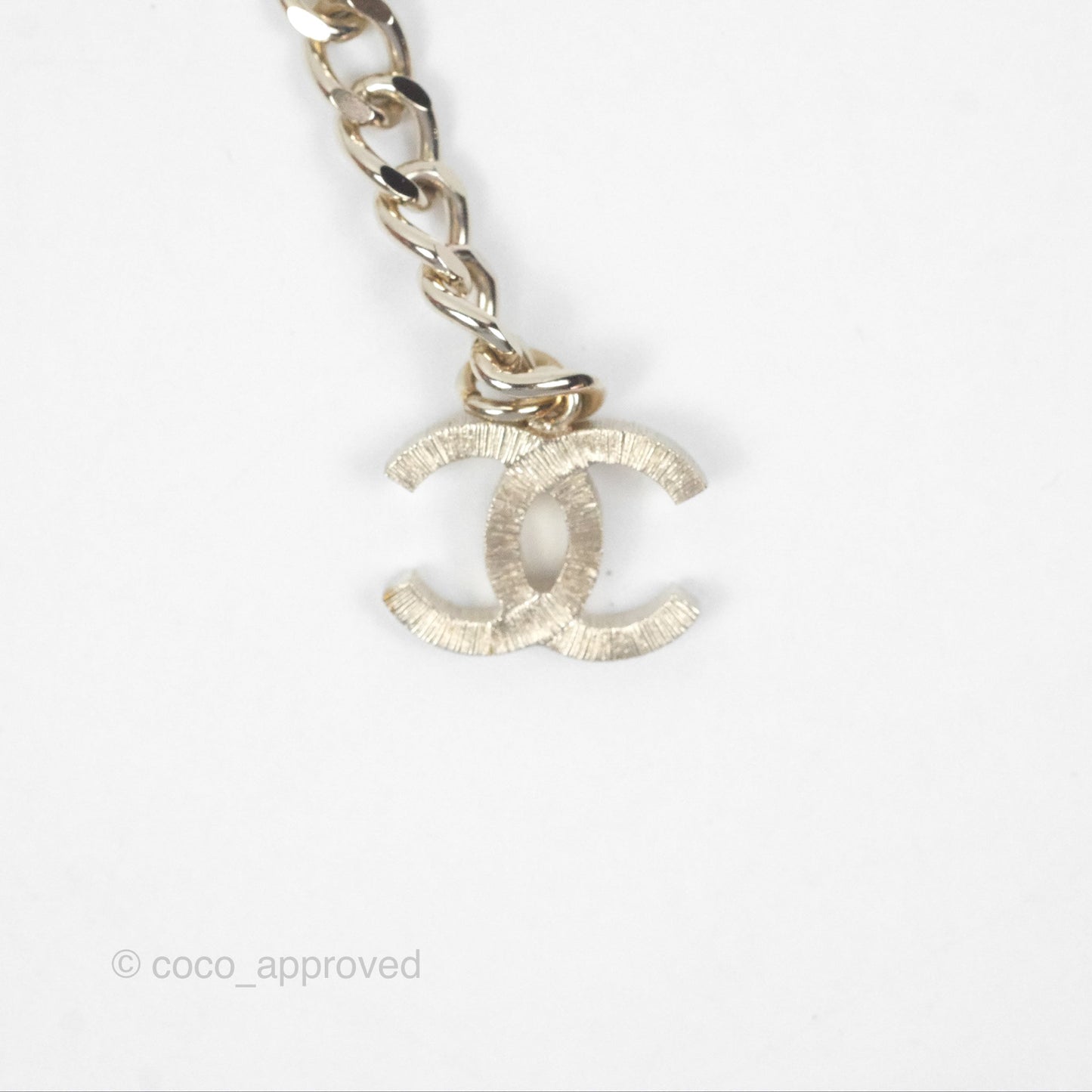 Chanel Crystal CC Pearl Braided Black Leather Drop Necklace Gold Tone 21B