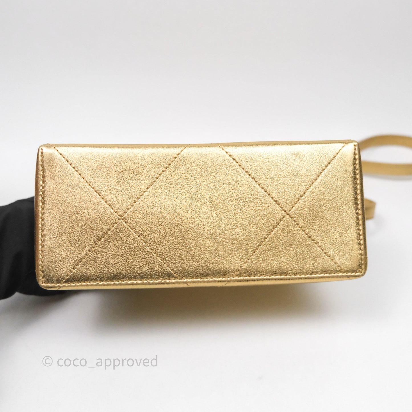 Chanel Calfskin Kiss Lock Frame Gold Bag